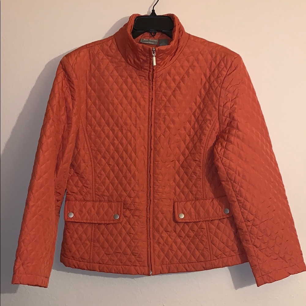 Jane Ashley Jacquard Quilted Orange Jacket